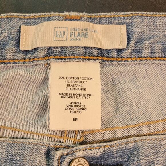 VNTG Y2K Gap 1969 Denim Cutoff Shorts 8 Long & Lean Upcycled Distressed Frayed - Picture 5 of 8